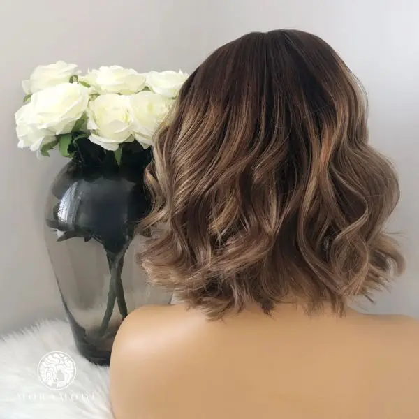 12 Inches Ombre Blonde Brown Highlights Synthetic HD Lace Front Wig HIgh Quality Short Wave Bob Glueless Preplucked Hairline