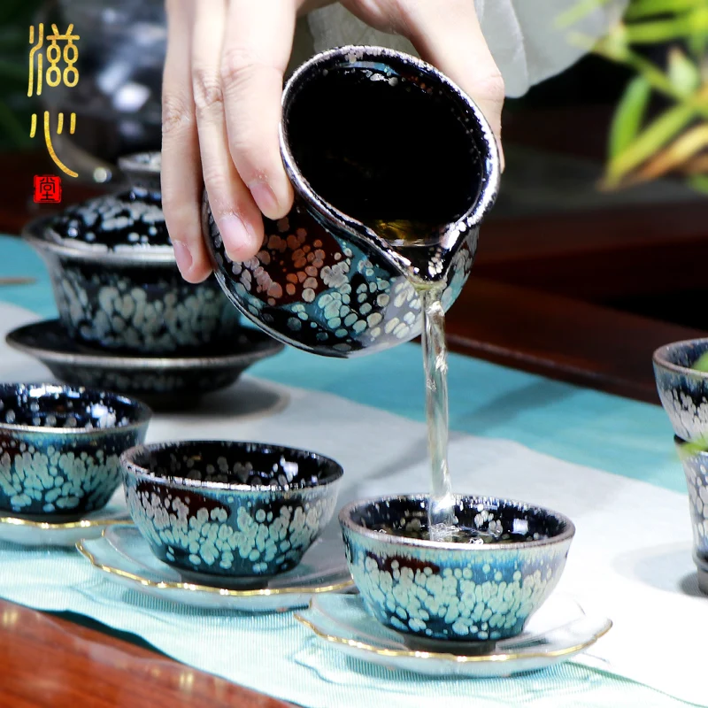 

High-End Jianyang Four-Color Jianzhan Pitcher Handmade Set Ore Enameled Cast Pot Large Size