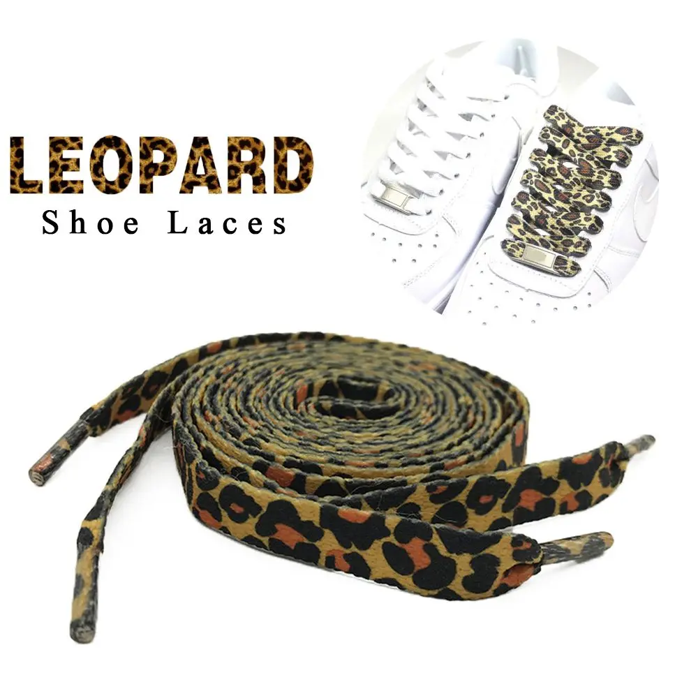 Leopardo Print Laces planas, sapato decoração, sapato, mais novos sapatos acessórios, 1 par