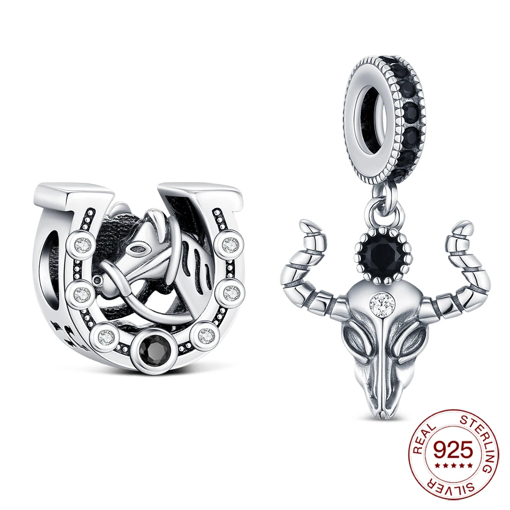 

New 925 Silver Pendant Beads Pirates Of The Beef Bone And Horse Hoof Charms Jewelry Making For Original Bracelet DIY Gifts