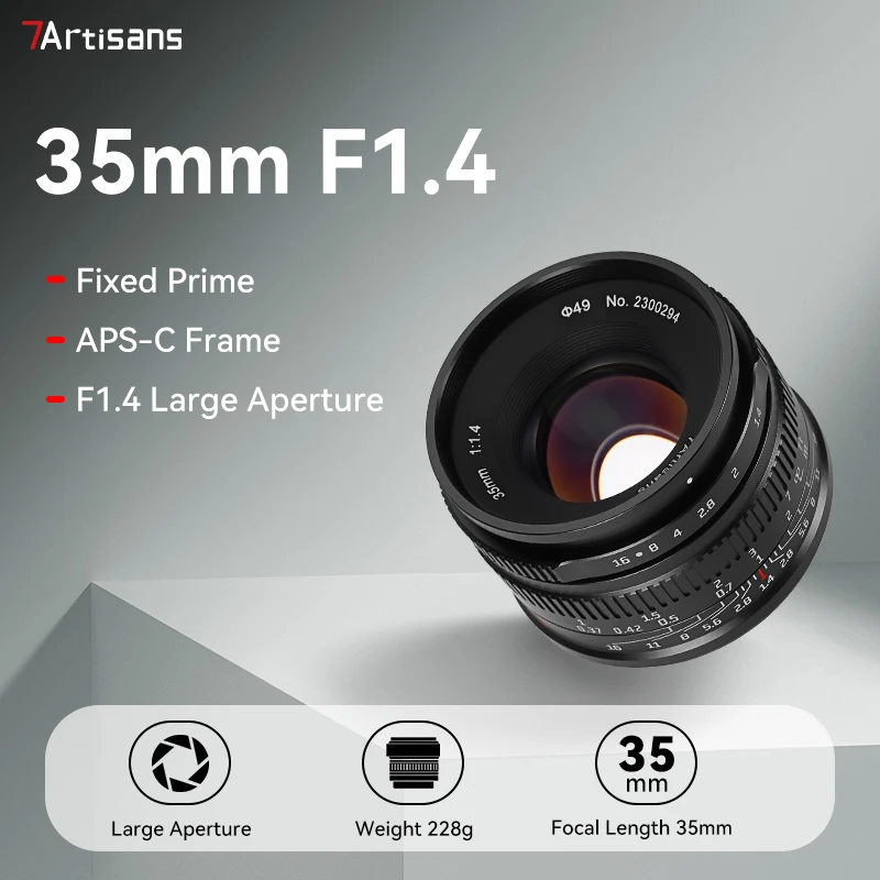 7artisans 35mm F1.4 Mark II APS-C Prime Lens For Sony E ZVE10 A6000 FX30 Fujifilm FX X-H2 Micro 4/3 epm1 Nikon ZFC Canon RF RP