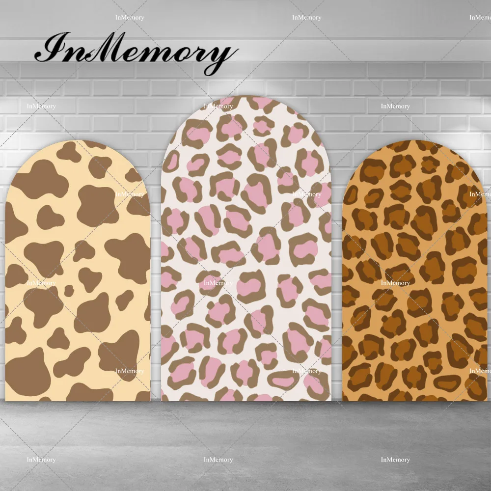 Cow Leopard Pattern Print Baby Shower Arch Backdrop Kids Safari Jungle Birthday Party Decoration Chiara Wall Background