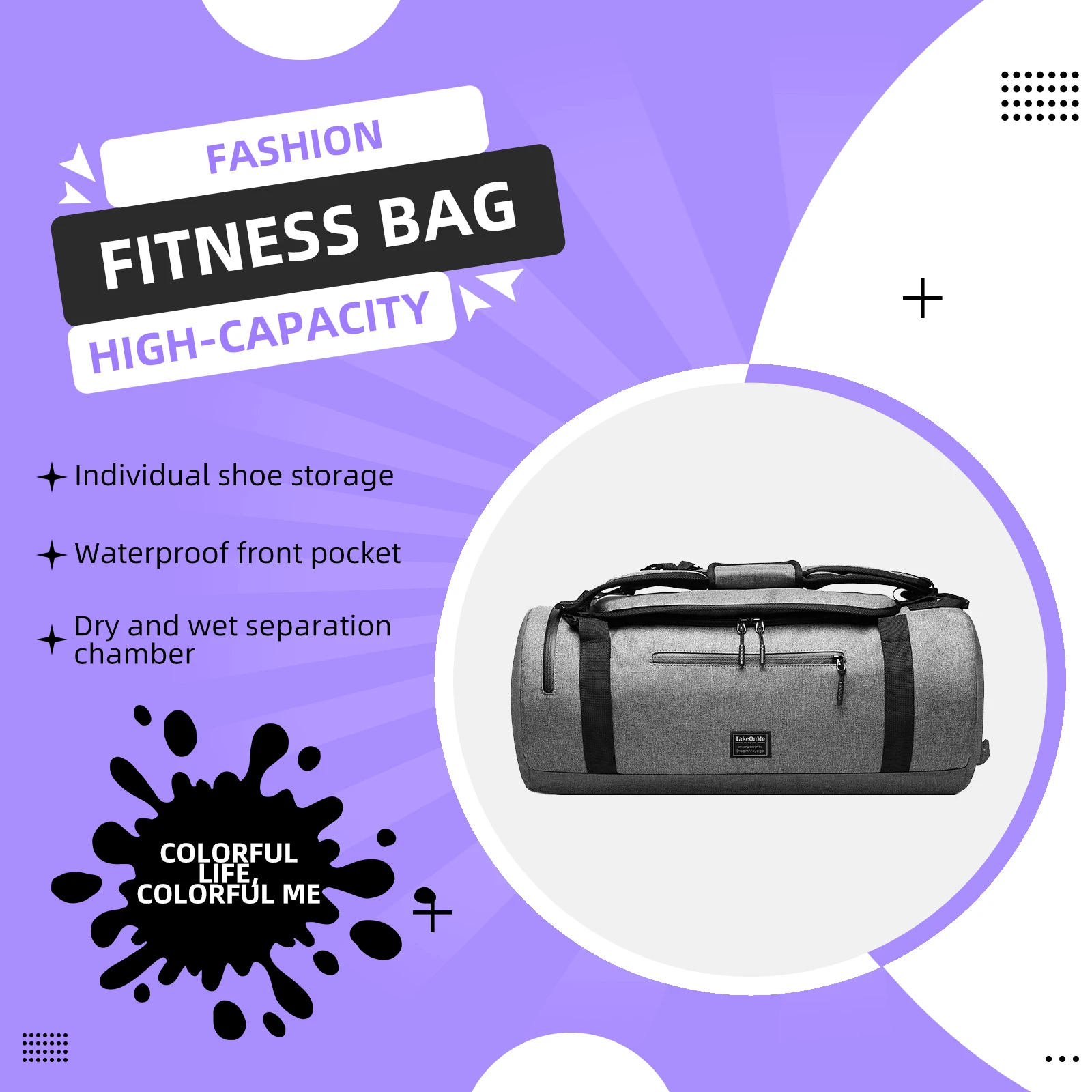 

Dry wet separation fitness bag, multifunctional dual shoulder men's and women's travel bag