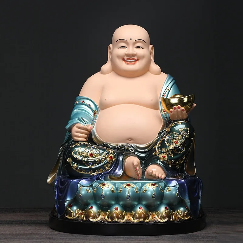 30CM large Wholesale Buddhist supplies altar Worship the god of wealth LUCKY Decorative Buddha statue Zhaocai Maitreya