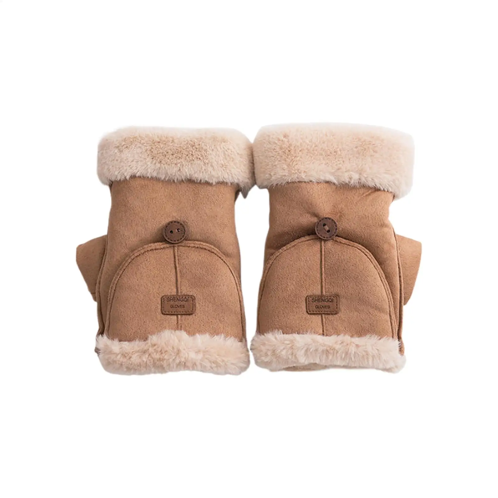 Convertible Gloves Winter Thicken Warm Touch Screen Gloves Fingerless Gloves With Flap for Walking Commuting Running Hiking