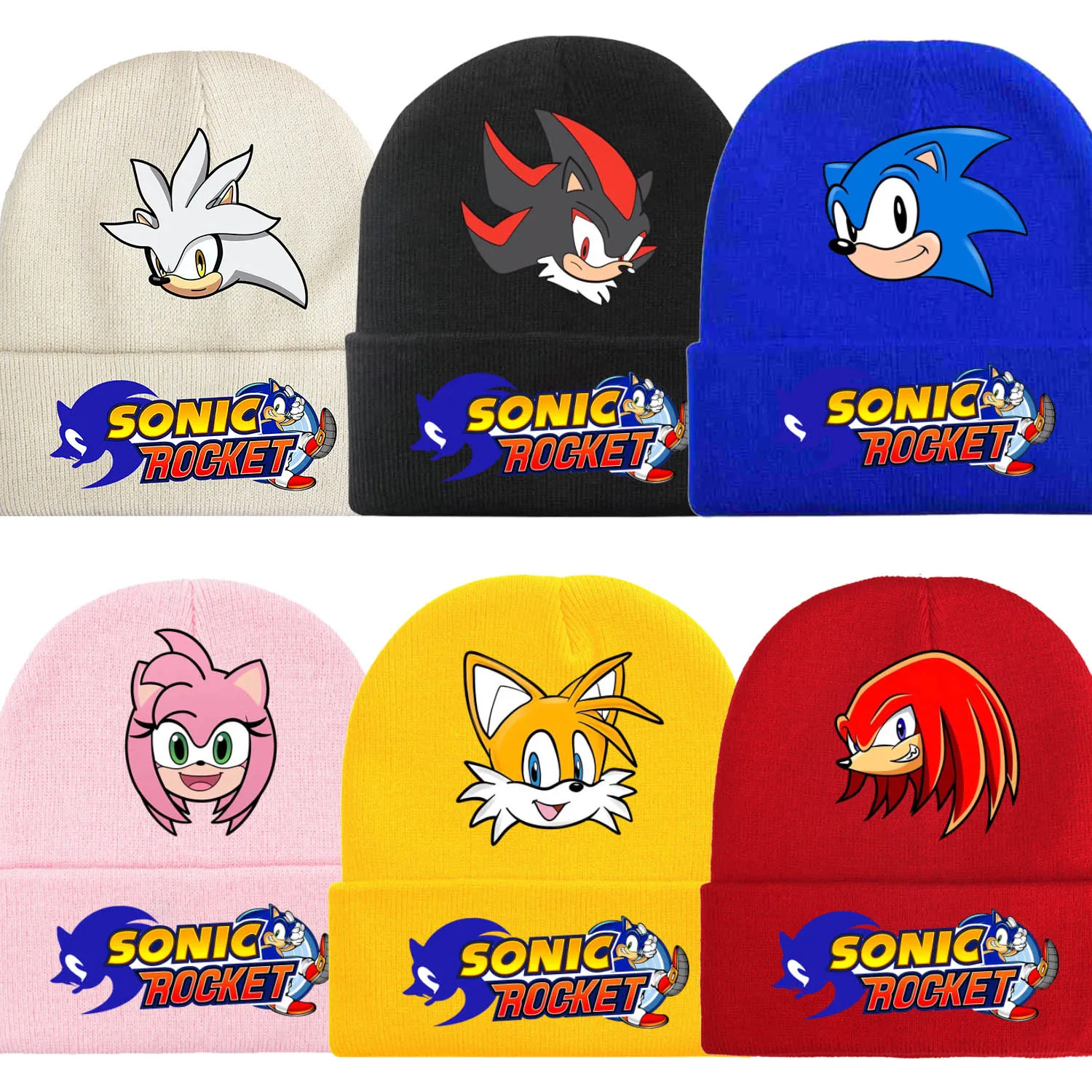 Sonic New Knitted Hat for Children Cute Cartoon Anime Beanies Cap Winter Kids Street Hats Outdoor Warm Knitted Cap Birthday Gift