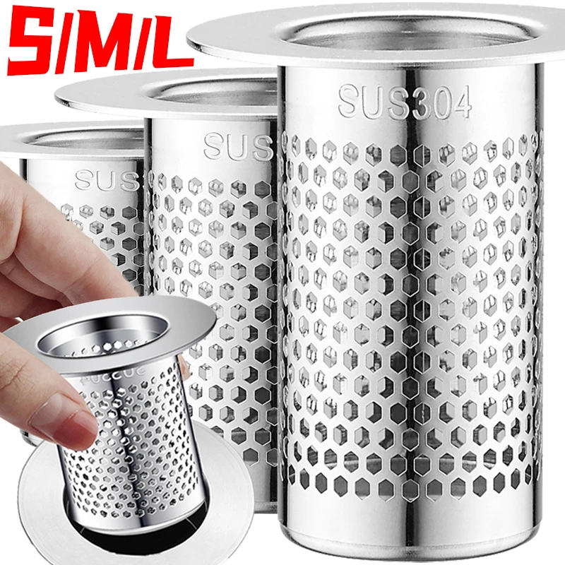 Stainless Steel Floor Drain Filter Washbasin Plug Anti Clogging Sink Drain Strainer Stopper Bathroom Shower Bathrub Hair Catcher