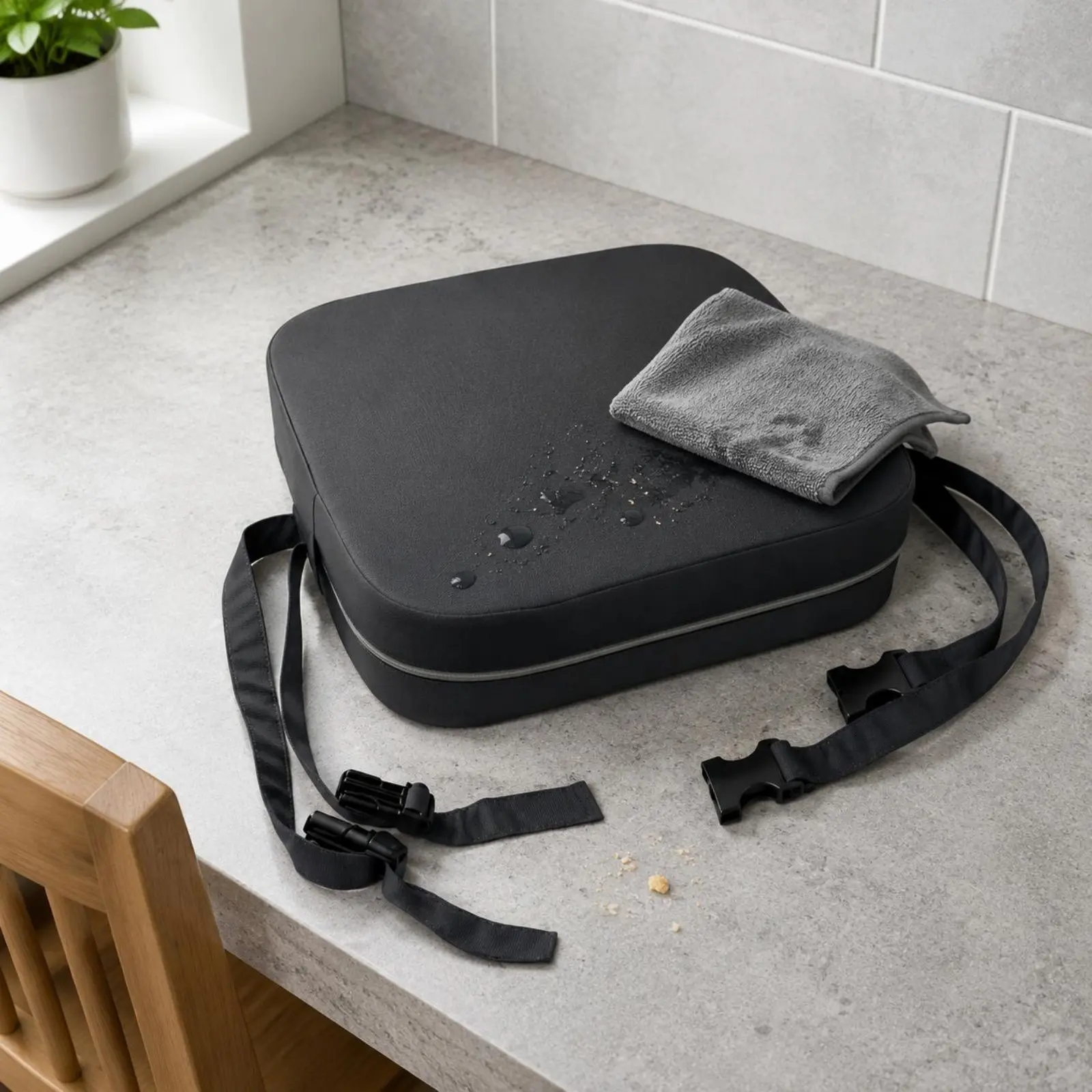 Chair Booster Seat Cushion Fastening Straps Dining Chair Booster Pad Thick Padded Zipper Closure