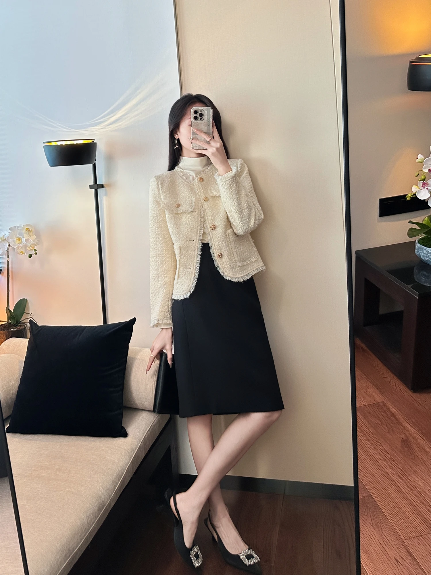 

You See Heavy Weave Textured Fringed Little Fraance Sle Jaet Star Spotted Micro Waist in Commute Sle Warm Long Sve...