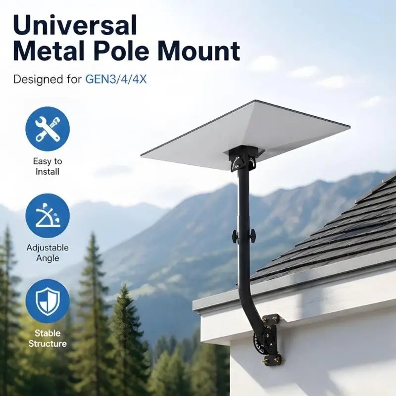 Directional Satellite Dish Mount Support, Metal Wall Holder with Sliding Center Tube for Exterior Cabin Garage Placement Use