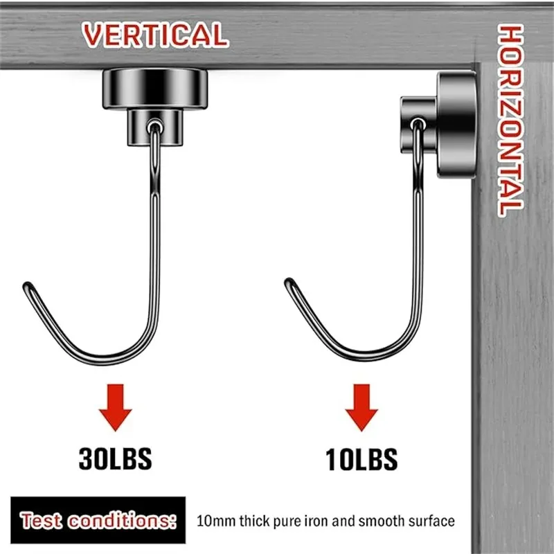 black Magnetic Hooks Heavy Duty Neodymium Rare Earth Magnetic Hangers, Extra Strong Magnets with Hook for Hanging view 3