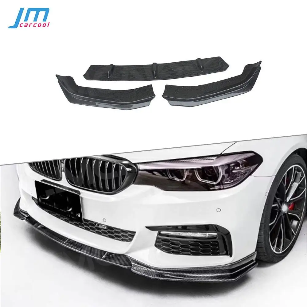 

3PCS Carbon Fiber Front Lip Spoiler for BMW 5 Series G30 G31 G38 M Sport 2017 2018 2019 FD Style Head Bumper Chin Guard