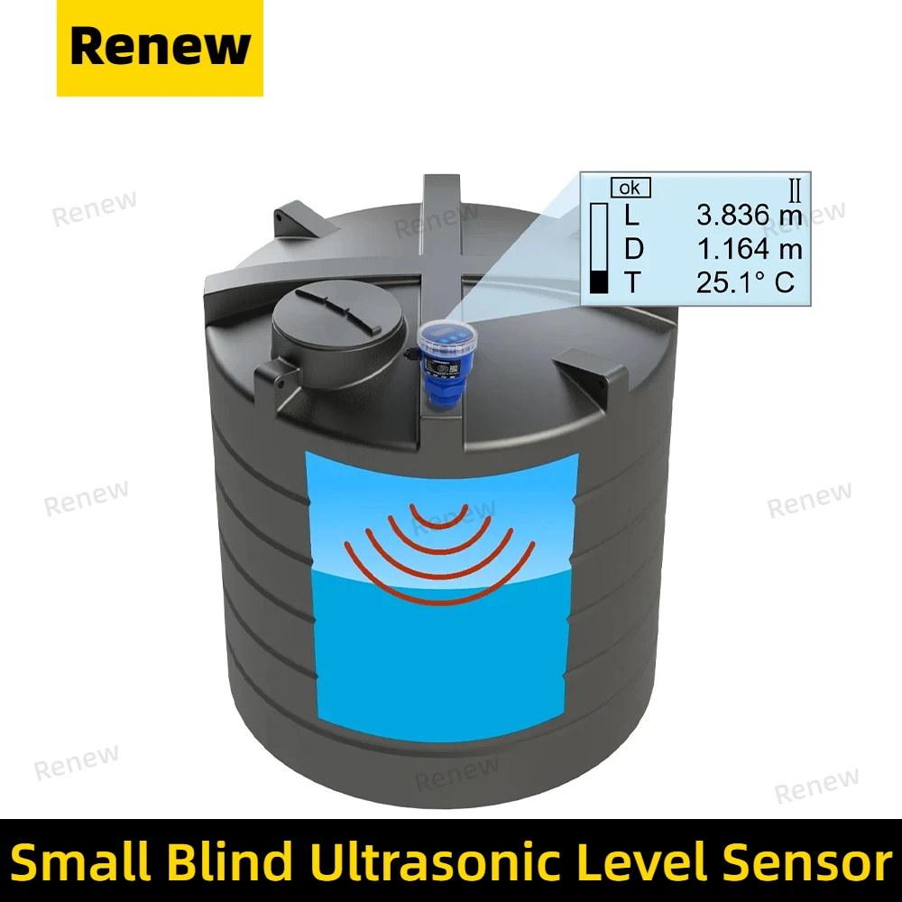 4-20ma Water Tank Measurement Level Gauge Transmitter Small Blind Ultrasonic Lever Sensor