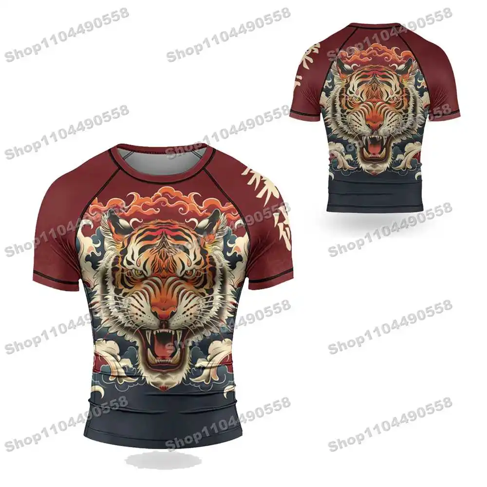 N284th Kinds Of Newly Rash Guards Surfing Beach T-Shirts Swimwear Diving Gym Short sleeves MMA BJJ Men Jiu Jitsu Fitness Sets