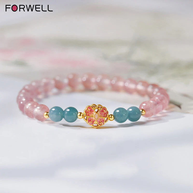 

FORWELL High Quality Jadeite Pink Crystal Bracelet for Women New Arrival Perfect Birthday Or Valentine's Day Gift