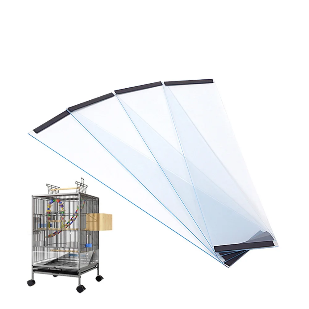 4Pcs Bird Cage Seed Catcher Transparent PVC Bird Cage Baffle Bird Cage Accessories Pet Supplies Parrot Cages Cover Seeds Guard