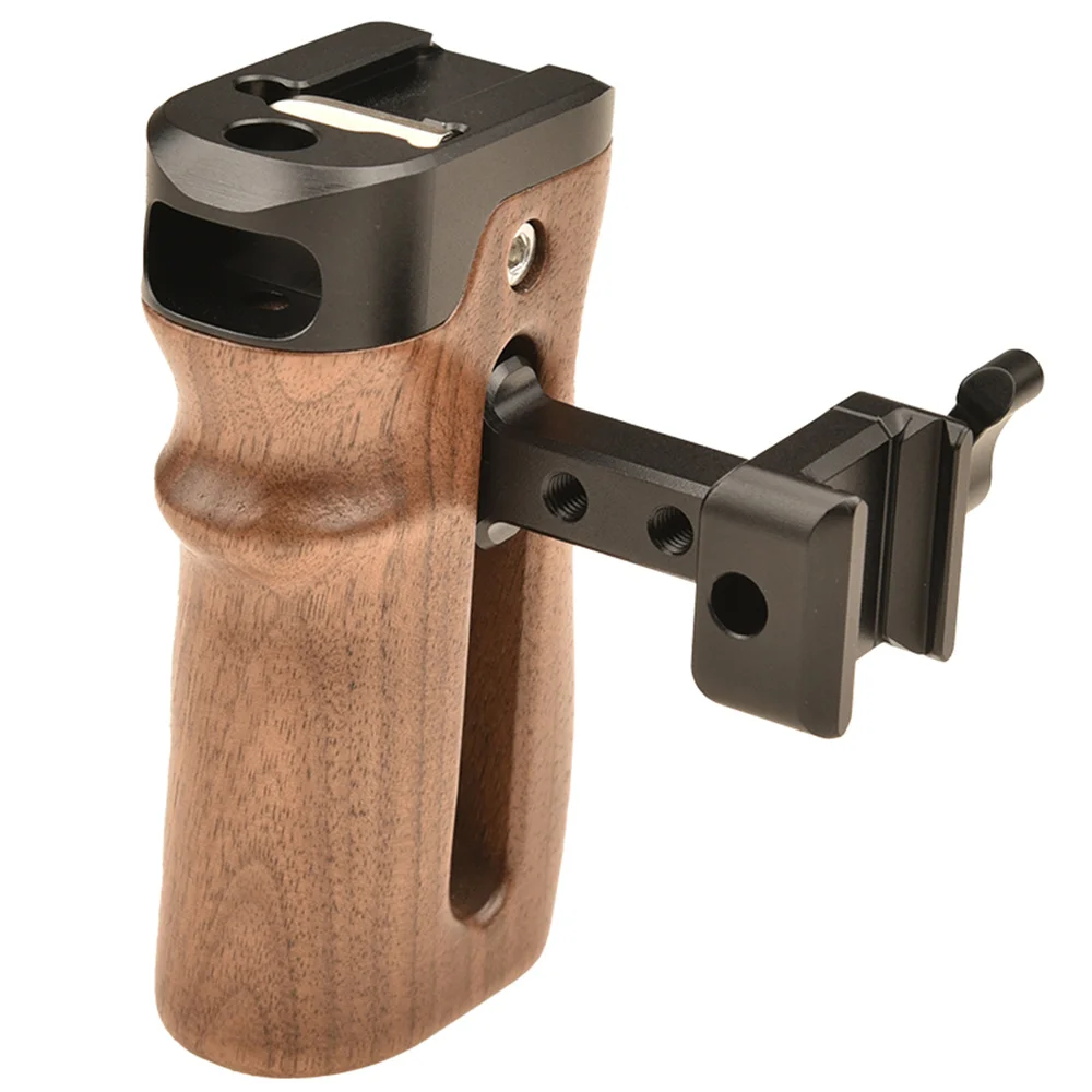 

Wooden Side Handle For Universal Camera Cage NATO Handle Grip w Cold Shoe Mount for A7RIII A7III BMPCC 4K / 6K / 6K Pro / 6K G2