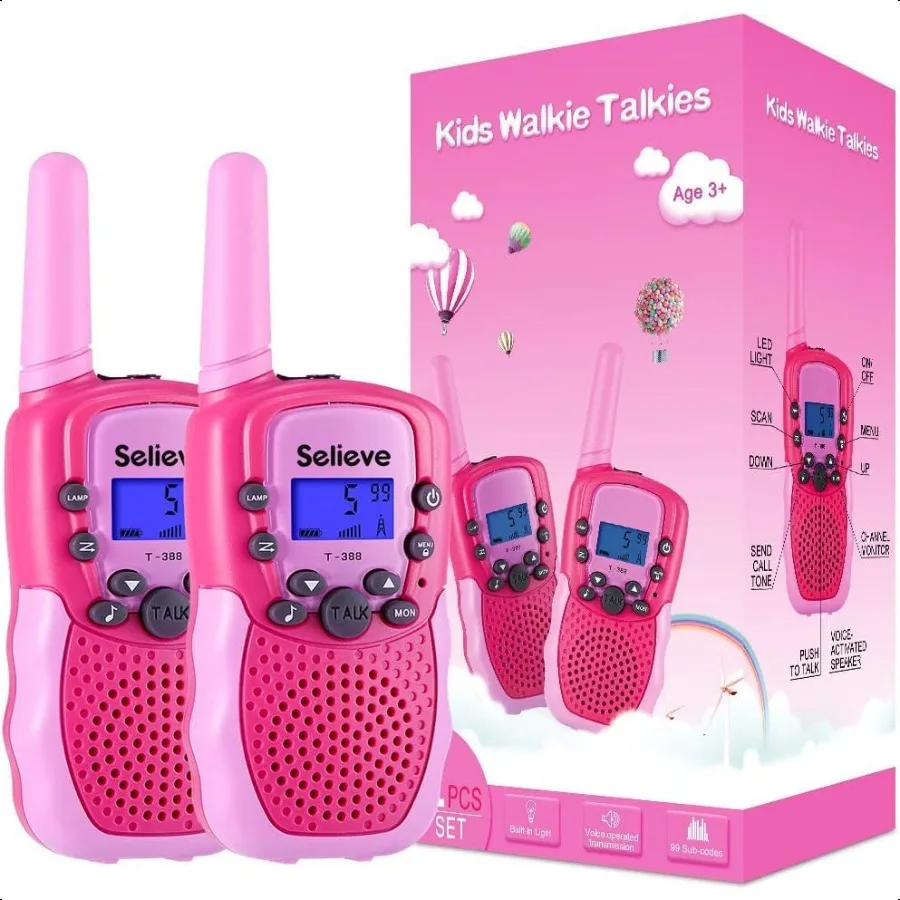 

Toys for 312 Year Old Girls Boys Walkie Talkies for 22 Channels 2 Way Radio Toy with Backlit LCD Flashlight iles Range for Outs