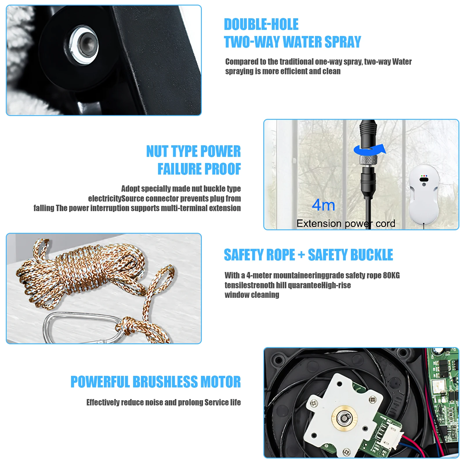 نافذة منزلية أوتوماتيكية للمياه في اتجاهين رذاذ تنظيف جهاز آلي لتنظيف الأتربة التحكم عن بعد ممسحة نافذة كهربائية ممسحة زجاجية