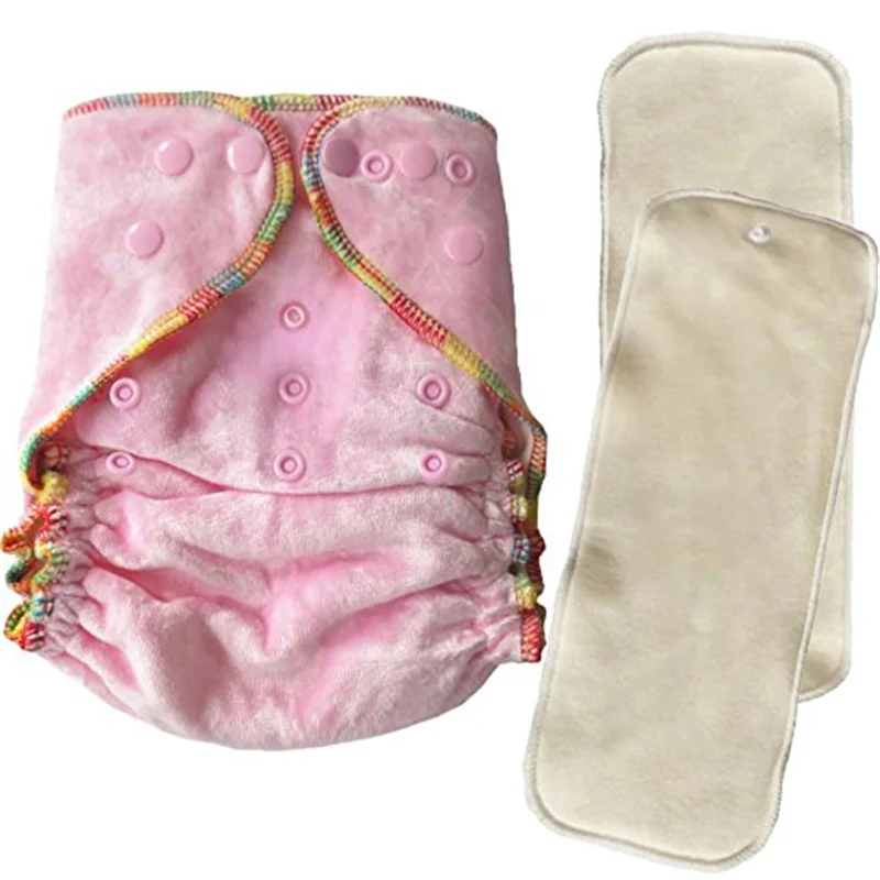 Free Shipping Bamboo Velour Cloth Diapers With 3 layers bamboo cotton inserts 5 sets 1+2 High Quality Baby diapers With PUL