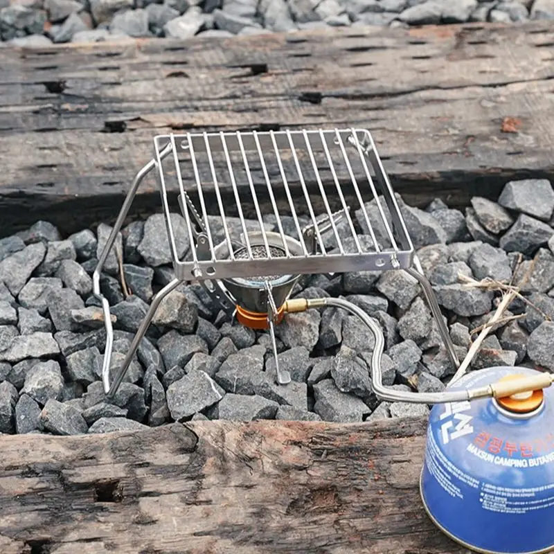 Outdoor 304 Stainless Steel Baking Tray Holder Camping Picnic Barbecue Grill Foldable Portable Small Grill 2026 New Style