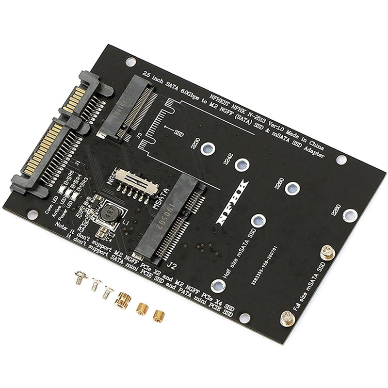 

M.2 NGFF MSATA SSD To 2.5 Inch SATA 6.0Gbps 2 In 1 Adapter Converter Card Support PC Laptop Hard Disk Diagram