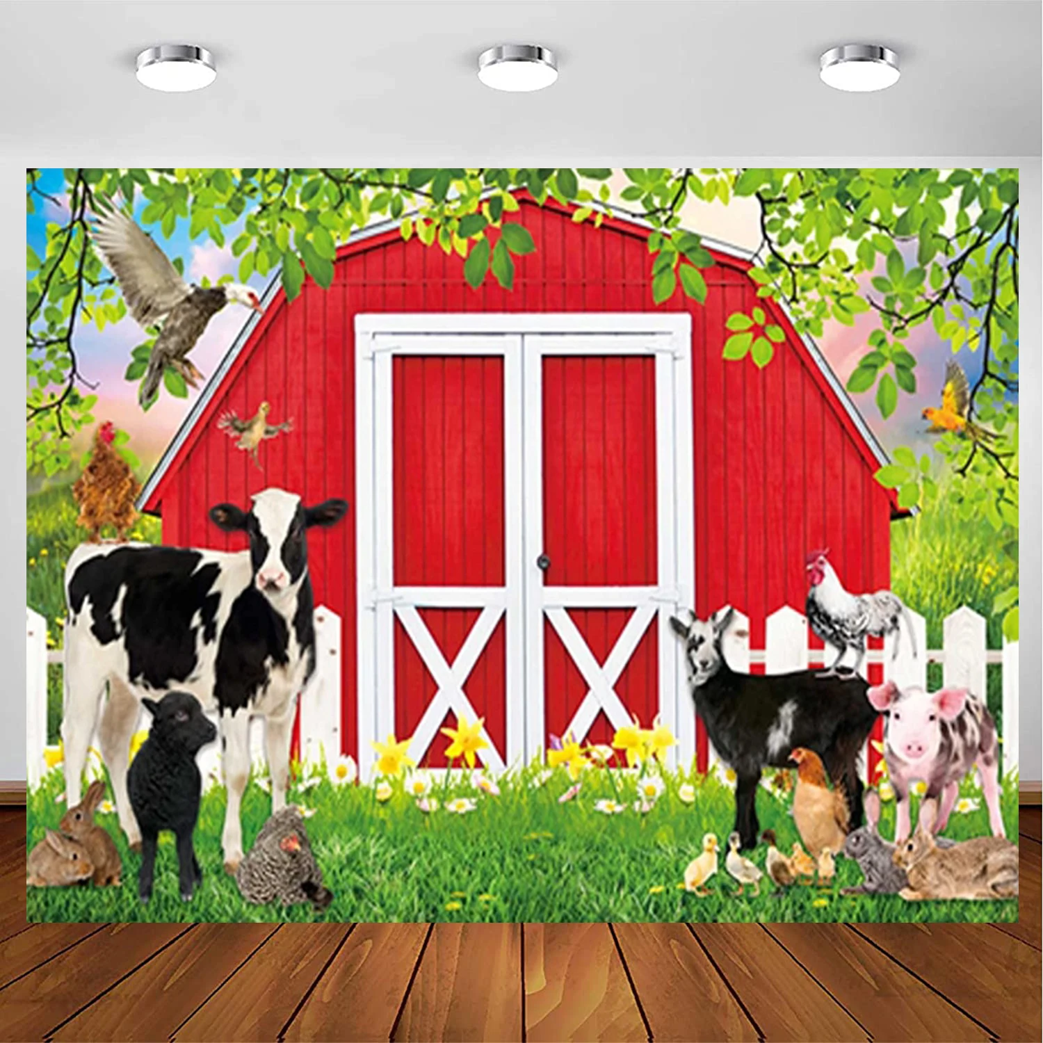 

Red Barn Farm Photography Backdrop Animals Kids Birthday Baby Shower Farmer Party Supplies Banner Cake Table Decor Background