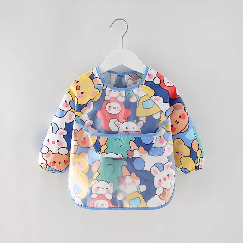 Baby Smock Waterproof Long-sleeved Reversible Clothing Baby Feeding Bib Apron Kid's Smock Baby Bib Protective Clothing