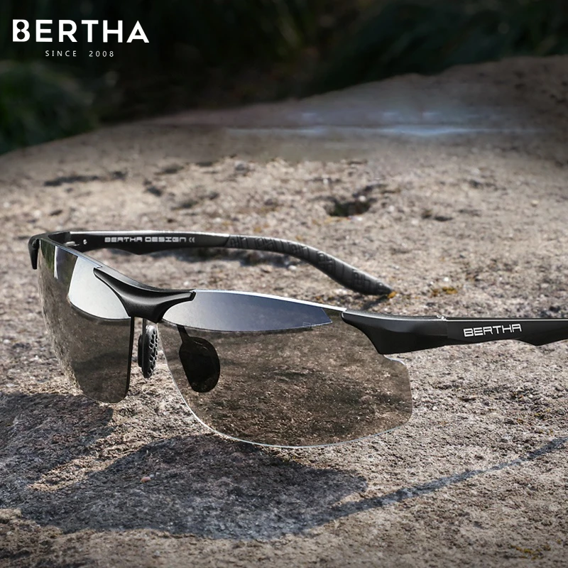 

BERTHA Aluminum Magnesium Sunglasses for Men Special Driving Dad Anti-Glare Polarizing Glare Driving Riding Sunglasses Driver