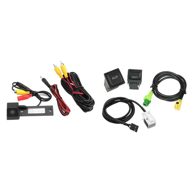 

Car Reversing Parking Rear View Camera With Car USB AUX Switch Cable USB Audio Adapter RCD510 RNS315