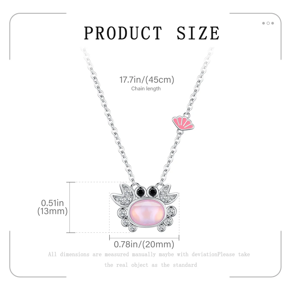 Neue Original 925 Sterling Silber Rosa Krabben-Charm-Halskette Passend für Armband DIY für Damen Modeschmuck Heißer Edler Anhänger Liebesgeschenk – Detail 3