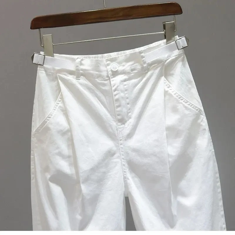 الربيع والصيف الإناث مرونة الخصر فضفاضة المناسب عارضة أبي السراويل النساء جديد بلون رقيقة نمط اقتصاص هارلان السراويل