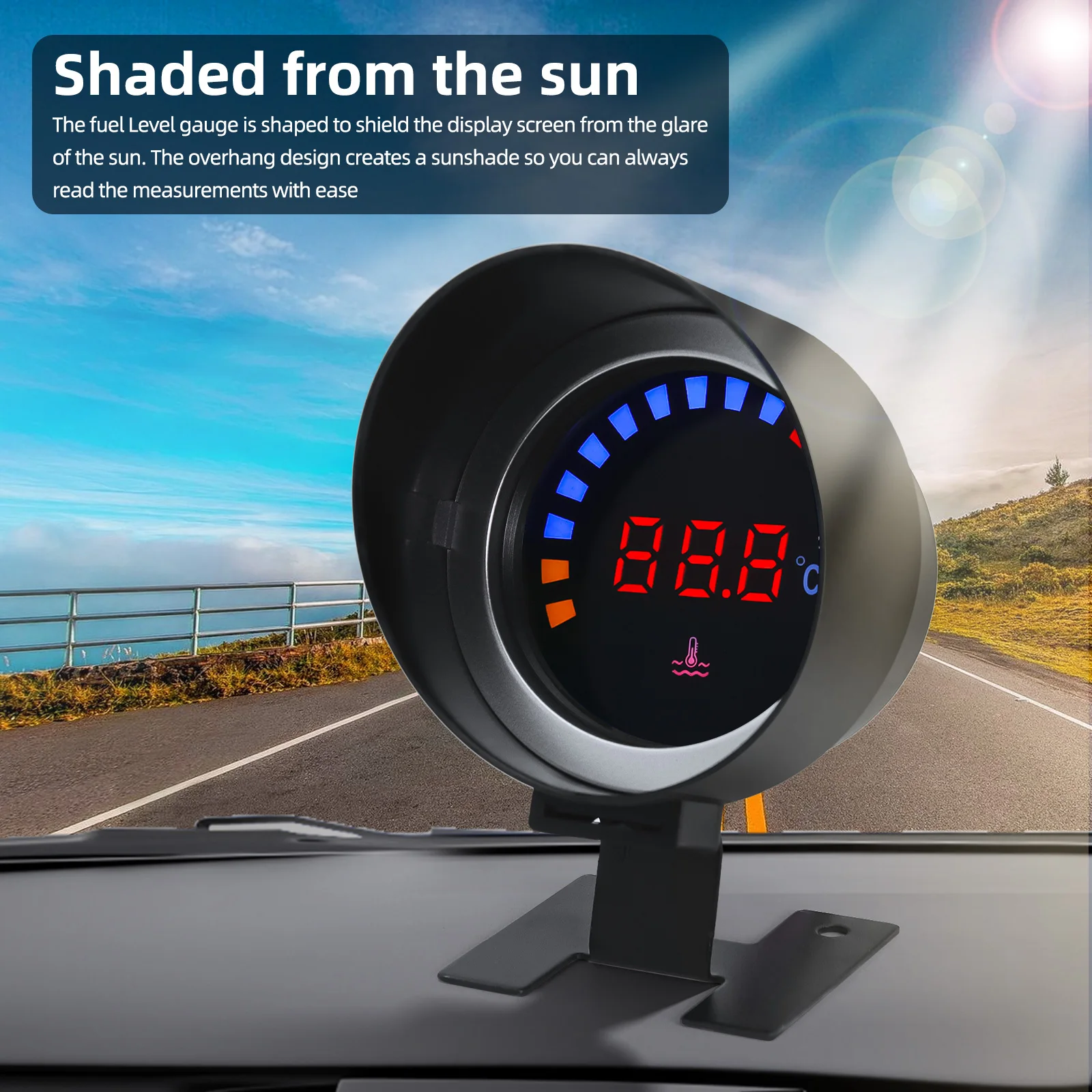 MAIMEIMI Digital -10°C~110°C Water Temperature Gauge with Sensor 10mm Auto Car Water Temp Meter Joint Pipe Sensor 26-40mm