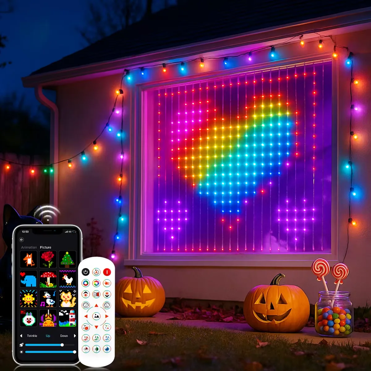400 LED RGB الذكية الستار جارلاند ضوء APP التحكم عن بعد DIY النص نمط المشهد Led سلسلة أضواء عيد الميلاد عطلة الزفاف