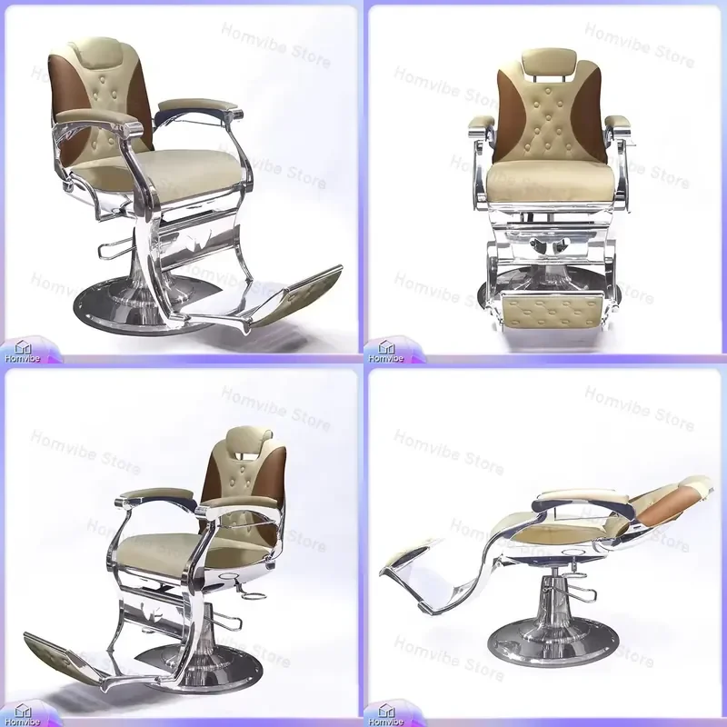 for Light Luxury Retro Oil Head Large Chair High End Hair Salon Reclining Shaving Hair Cutting Seat Barber Shop Furniture