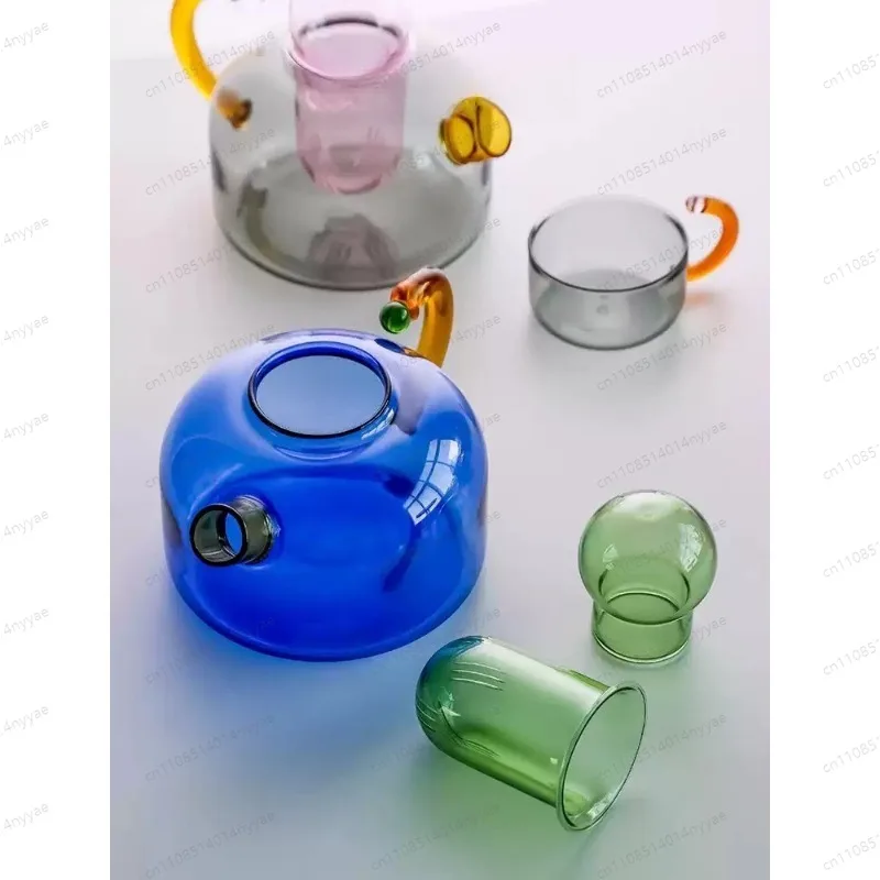 Heat-Resistant Glass 400ML Glass Teapot with 4 Glass Teacups and Tea Infuser for Loose Leaf Tea Lead-free Tea Maker Teaware Set