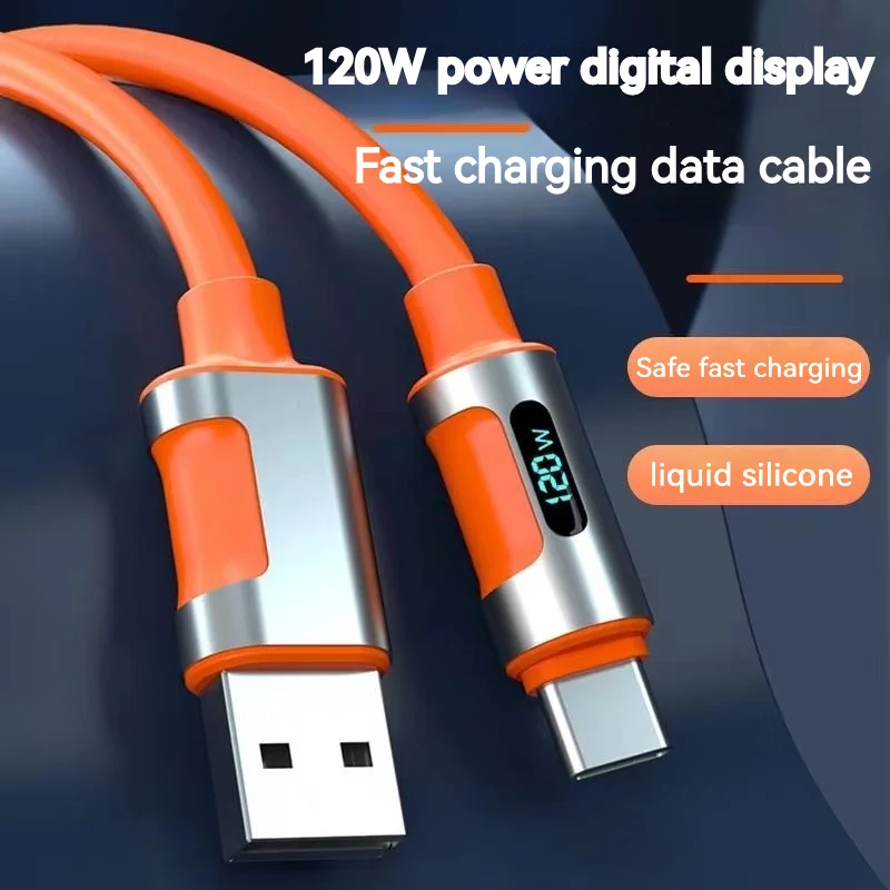 120W Usb C Datakabel 6a Supersnel Opladen Digitaal Display Type C Flash Opladen Voor Iphone 15 Pro Xiaomi Samsung 1M 1.5M 2M