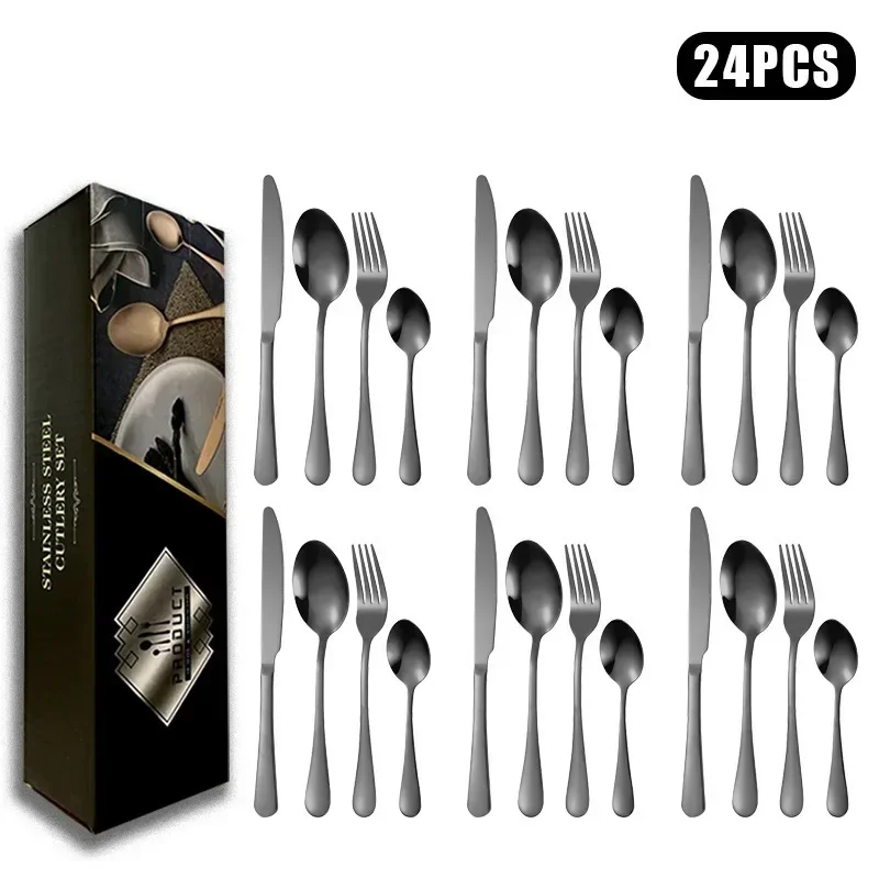 Tableware set stainless steel 24-piece tableware set knife, fork and spoon set gift western food knife, fork and spoon