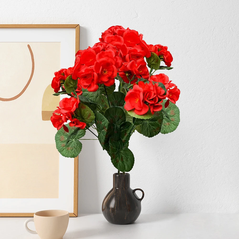 2/4 Stück 12,6 Zoll Künstliche Pflanze Seiden-Begonien-Blume Geranien UV-Beständig Vliesstoff Kunstblumen für Garten Bonsai Blumendekoration – Detail 6
