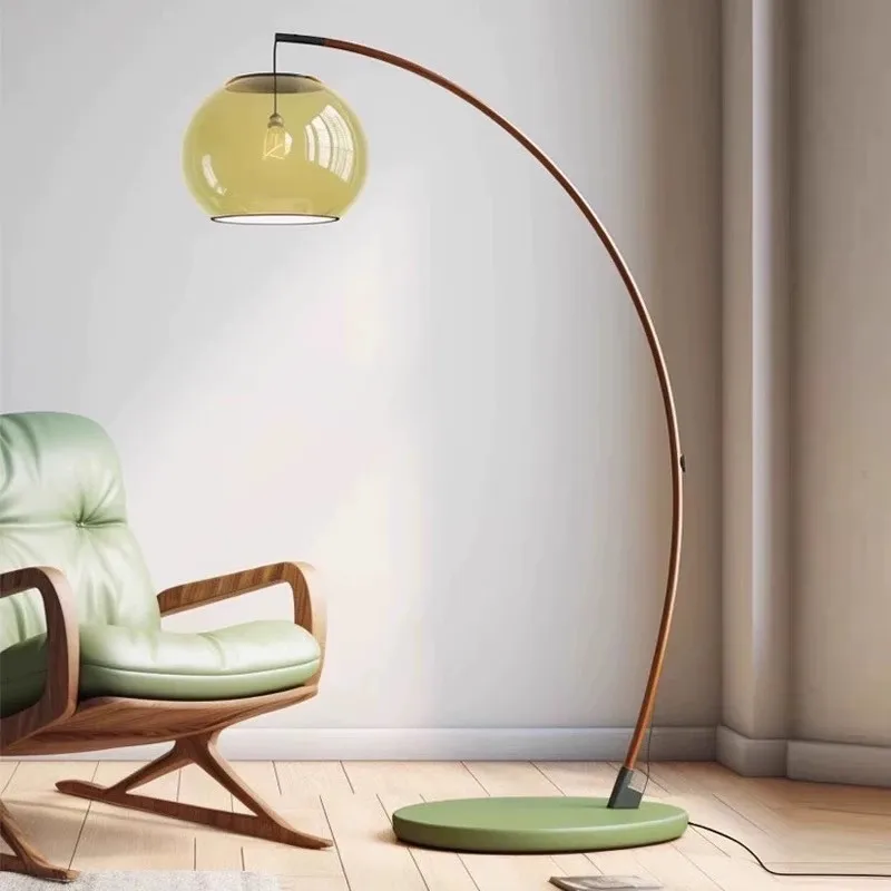Green curved floor lamp designer retro lighting medieval modern sofa lamp retro atmosphere