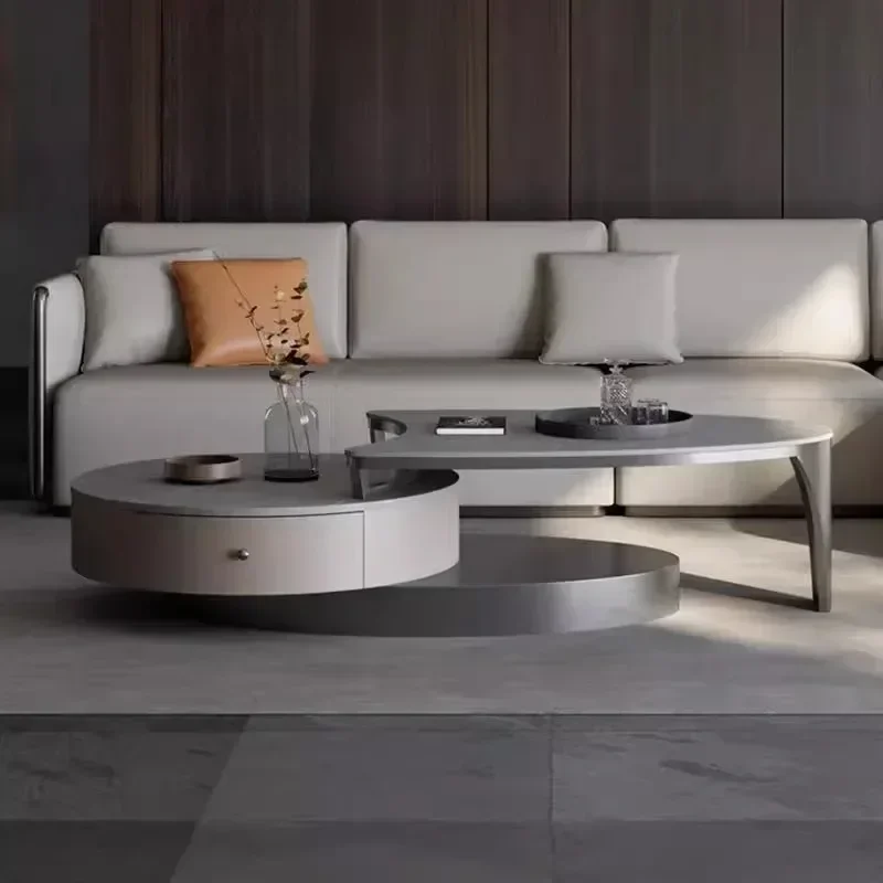 

23Light luxury rock slab coffee table Modern simple living room designer High-end creative coffee table with drawers