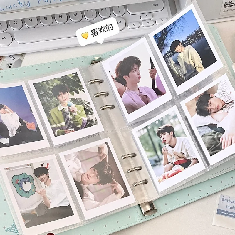 Immagine 5: Raccoglitore per Fotocard A5 Verde Menta da 3 Pollici in Pelle PU, Album a Fogli Mobili per Collezione di Foto Polaroid, per Ragazze e Studentesse