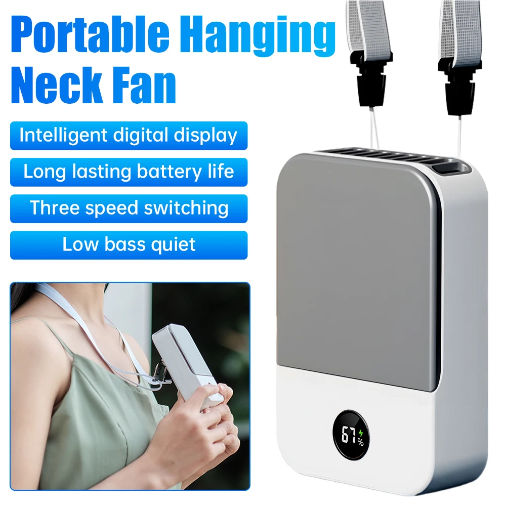 

Portable Fan Hanging Neck Fan Mini Pocket Mute Fan for Traveling Strong Wind Small Fan USB Recharging