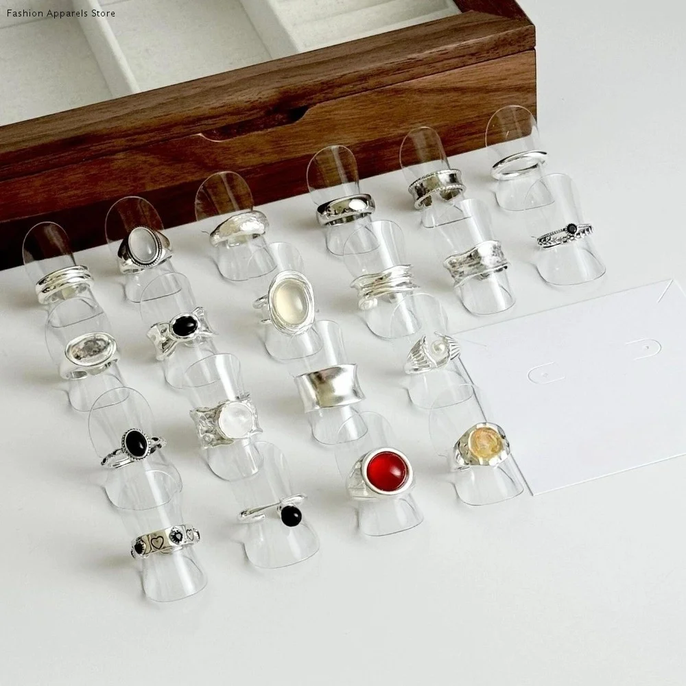 

10pcs Plastic Round Sheet Rings Holder Lightweight Stackable Rings Display Stand Transparent Durable Rings Organizer Trade Show