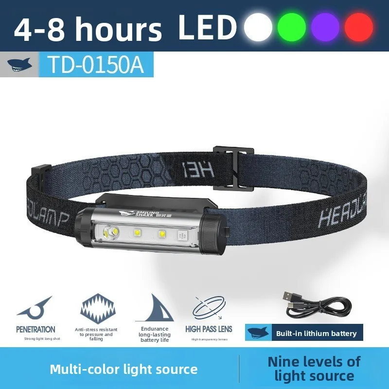 Outdoor Compact Fixed Focus Zoom USB Rechargeable Headlight Head Mounted Multi Function Portable Super Bright Flashlight