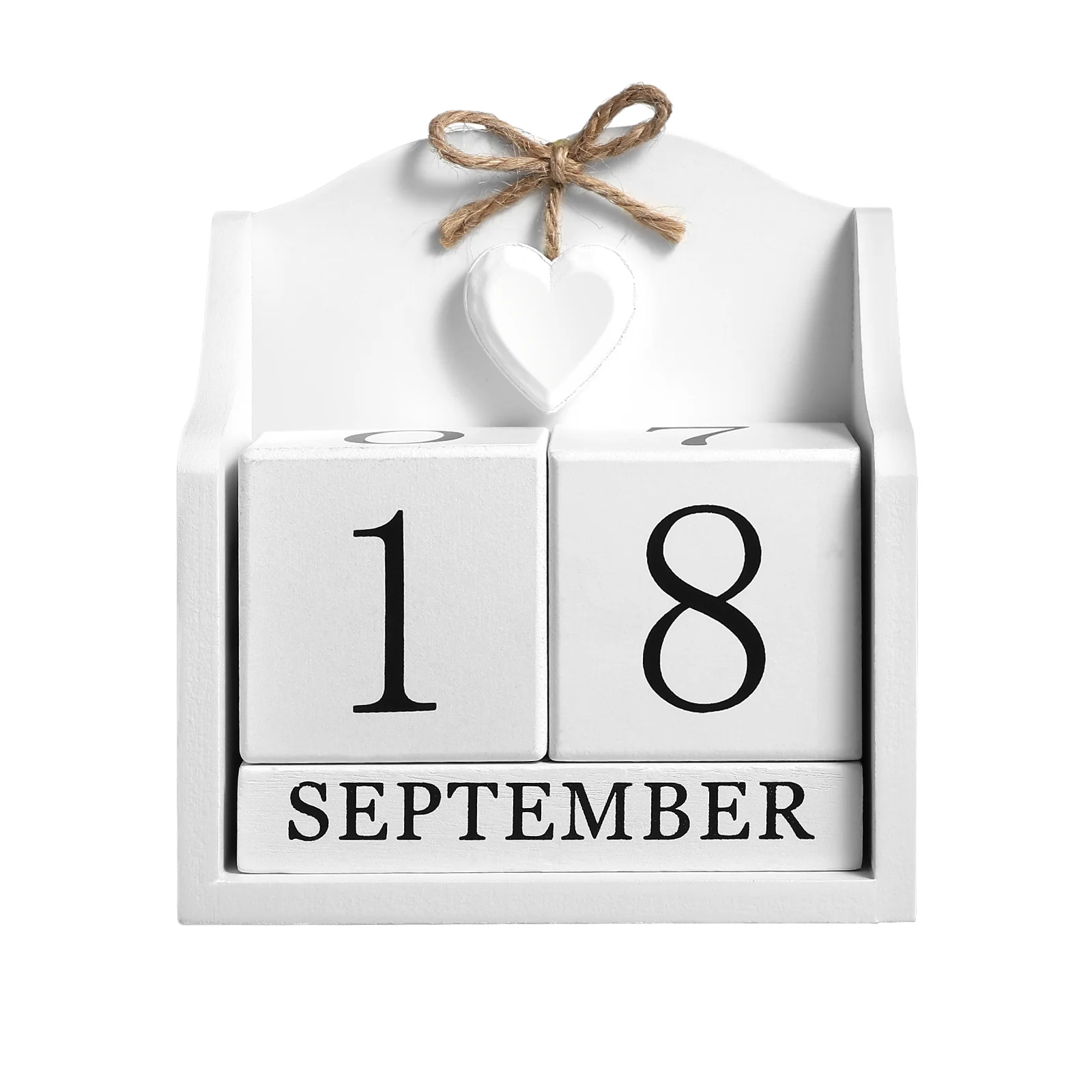 

Besportble Vintage Wooden Calendar Desktop Block Rustic Perpetual Countertop Ornament Concept Wood Cubes Reusable