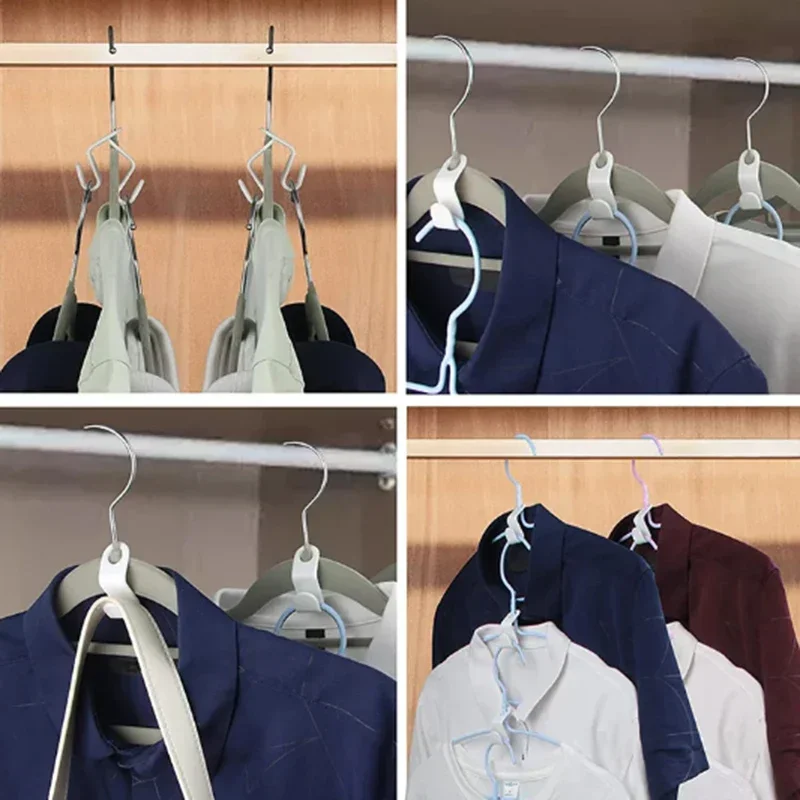10-100 pezzi- Ganci appendiabiti per guardaroba Gancio appendiabiti salvaspazio per camera da letto in plastica a cascata multifunzione