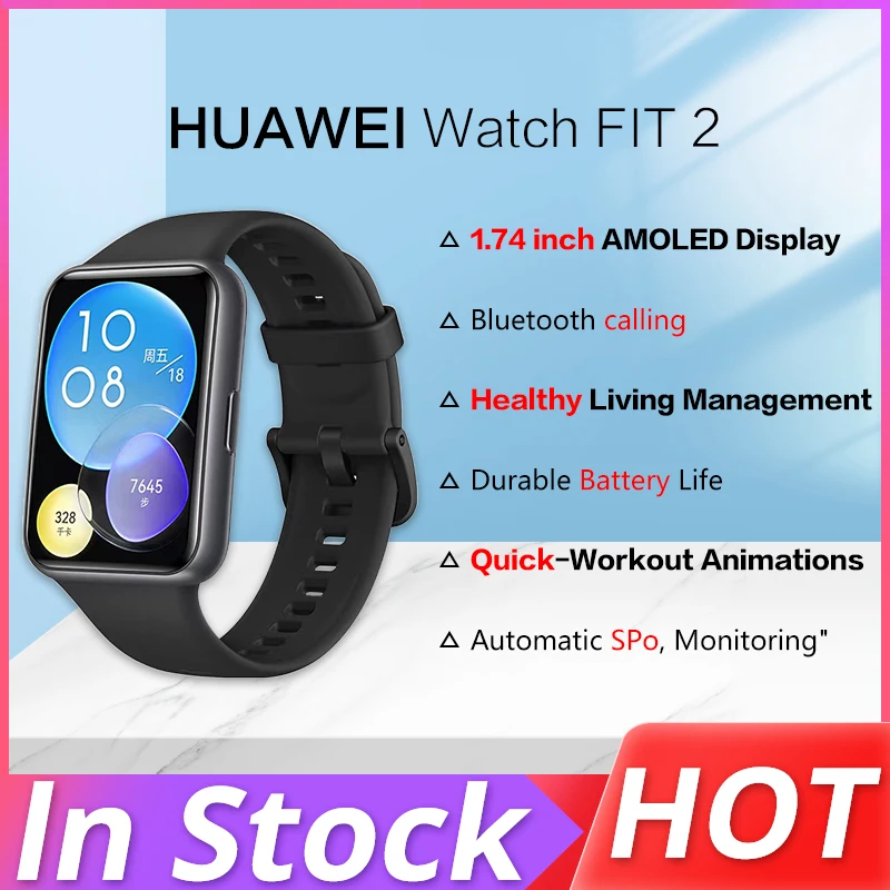 Original HUAWEI WATCH FIT 2 Smartwatch 1.74 Inch AMOLED Display Bluetooth Calling Display Heart Rate Monitoring  Sports Bracelet