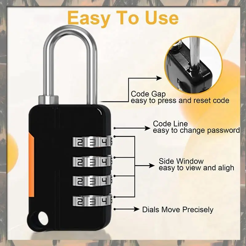 A70U Nieuwe 2 Stuks 4 Cijfercombinatie Hangslot Hangslot Outdoor Waterdicht Slot Koffer Bagage Beveiliging Codeslot Gemakkelijk Inst