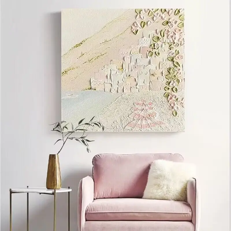 

Чистая текстурированная пейзажная картина маслом ручной работы для гостиной, спальни, дивана, фоновое украшение для стены, картина для столовой, подвесная